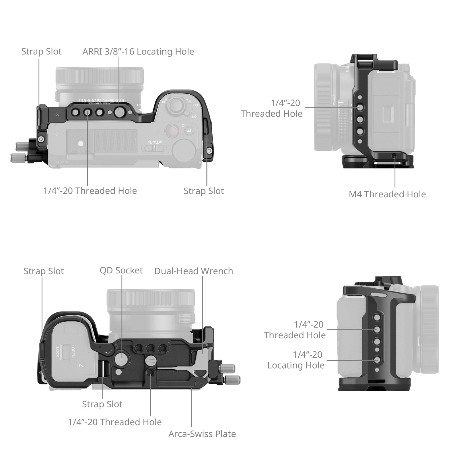 Sony Camera Zv-E10 - Smallrig HawkLock Quick Release Cage Kit