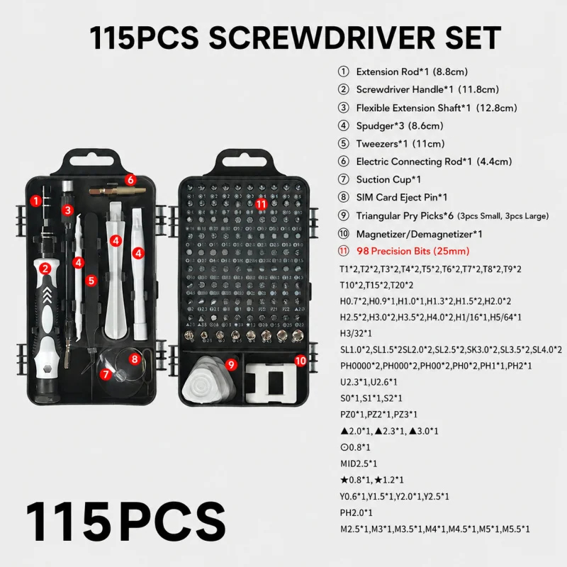 Portable 115in1 Magnetic Screw - Electronics Repair Manual 评论和价格