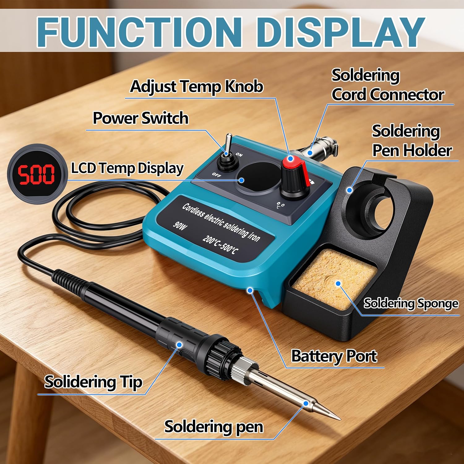 90W LED Digital Cordless Solde - Electronics Repair Kit With Soldering Iron 评论和价格