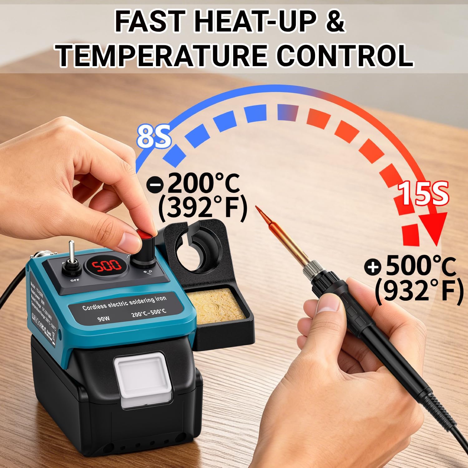 90W LED Digital Cordless Solde - Electronics Repair Kit With Soldering Iron 评论和价格